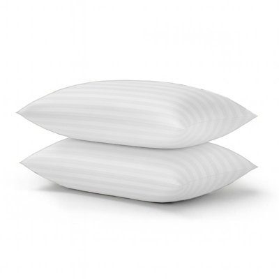 Aspire Homeware Stripe Pillowcase Pair WhiteSoft Breathable Microfiber Hotel Style Bedding Pillow Covers With Envelope Closure from B&Q