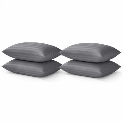 Aspire Homeware Stripe Pillowcase 2 Pair CharcoalSoft Breathable Microfiber Hotel Style Pillow Covers With Envelope Closure from B&Q