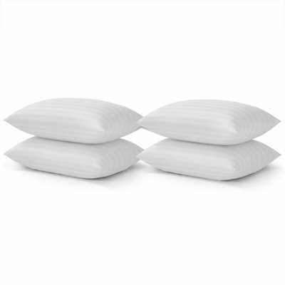 Aspire Homeware Stripe Pillowcase 2 Pair WhiteSoft Breathable Microfiber Hotel Style Pillow Covers With Envelope Closure from B&Q