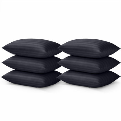Aspire Homeware Stripe Pillowcase 3 Pair BlackSoft Breathable Microfiber Hotel Style Pillow Covers With Envelope Closure from B&Q