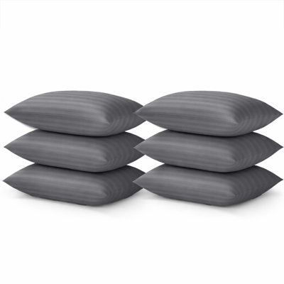 Aspire Homeware Stripe Pillowcase 3 Pair CharcoalSoft Breathable Microfiber Hotel Style Pillow Covers With Envelope Closure from B&Q
