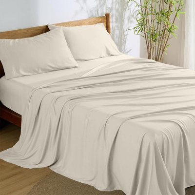Aspire Homeware 100% Egyptian Cotton Flat Sheet Deep Coverage Ultracool Flat Bedding Cream Sheet Super King(L)310Cmx(W)270Cm from B&Q