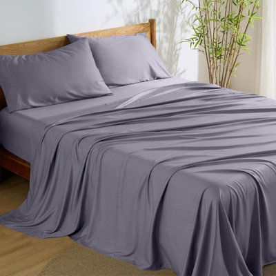 Aspire Homeware 100% Egyptian Cotton Flat Sheet Deep Coverage Ultracool Flat Bedding Grey Sheet Super King(L)310Cmx(W)270Cm from B&Q