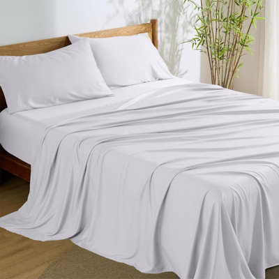 Aspire Homeware White 100% Egyptian Cotton Flat Sheet Deep Coverage Ultracool Flat Bedding Sheet Single, (L)275Cmx(W)175Cm B&Q