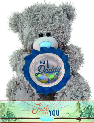 Me To You Tatty Teddy Father's Day Bear Holding 'No.1 Daddy' Rosette - Grey - Image 3
