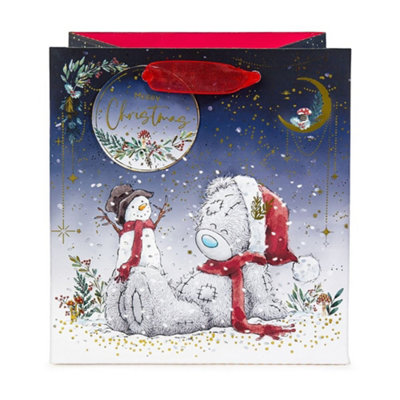 B&Q Bear With Snowman Christmas Gift Bag Small