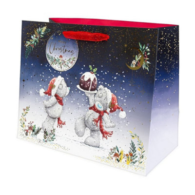 B&Q Bear With Pudding Christmas Gift Bag Large