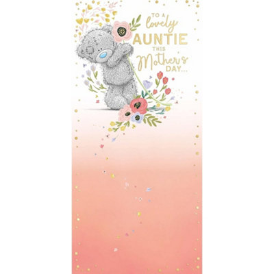 B&Q -  Bear With Flower In Paws Lovely Auntie Mother's Day Card