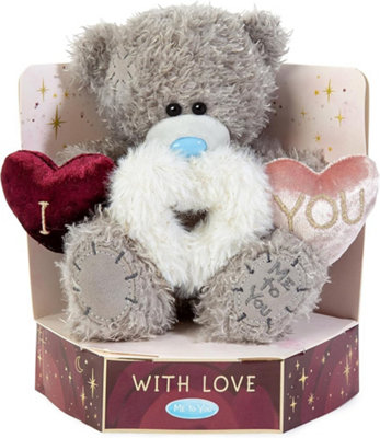 B&Q -  Tatty Teddy Plush Bear Holding Three Embroidered Hearts Official Collection - Image 3