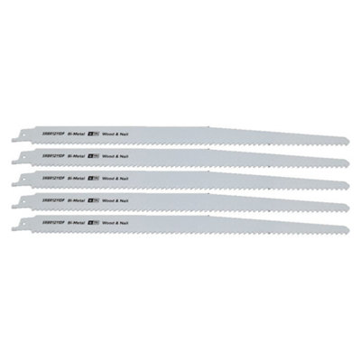Reciprocating Saw Blade Wood & Nail 300mm 6Tpi Bi Metal Pack Of 5 By Ufixt from B&Q
