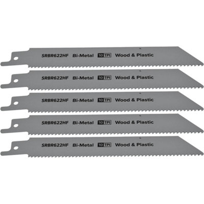 Reciprocating Saw Blade Wood & Plastics 150mm Length 10Tpi Pack Of 5 By Ufixt from B&Q