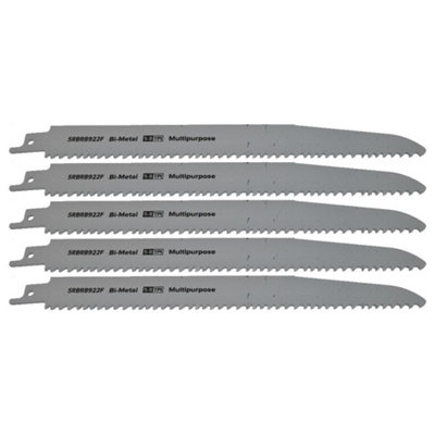 Reciprocating Saw Blade Multipurpose 230mm Length 5-8Tpi Bi Metal Pack Of 5 By Ufixt from B&Q
