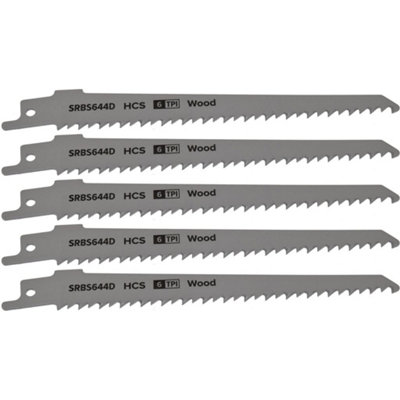 Reciprocating Saw Blade Clean Wood 150mm Hcs 6Tpi Pack Of 5 By Ufixt from B&Q