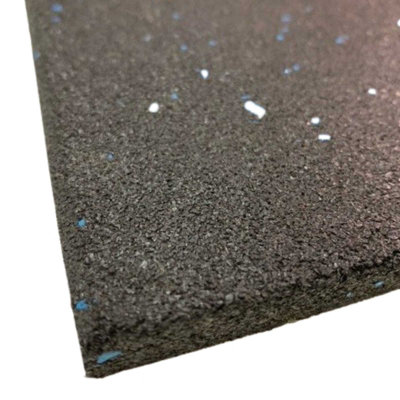  - Rubber Crumb Gym Floor Tiles15mm1M X 1MBlue FleckHeavy Duty Non Slip Rubber Mat