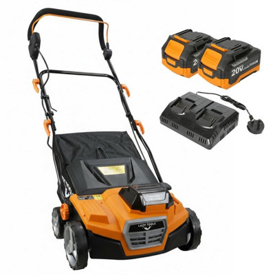 B&Q -  Cordless Artificial Grass Sweeper 40V (2X20V)380mm Lawn Brush With 5 Depth Settings50L Collection Bag2 X 4.0Ah Batteries