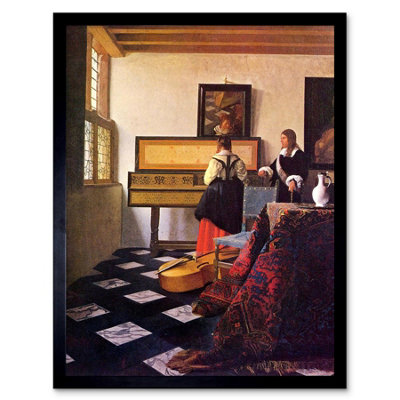 Artery8 Johannes Vermeer Music Lesson Old Master Painting Framed Wall Art Print from B&Q
