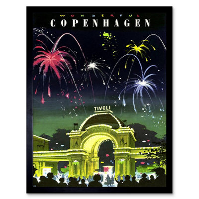 Artery8 Copenhagen Denmark Tivoli Gardens Framed Wall Art Print from B&Q