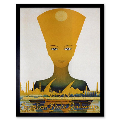 Artery8 Travel Tutankhamun Nefertiti Cairo Railway Egypt Framed Wall Art Print from B&Q