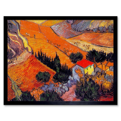 Artery8 Vincent Van Gogh Landscape House Ploughman 1889 Framed Wall Art Print from B&Q