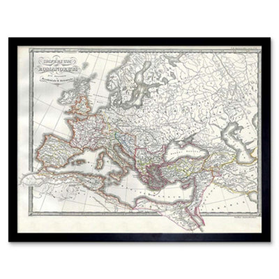 Artery8 1850 Map Roman Empire Divided East West Ancient Rome Framed Wall Art Print from B&Q
