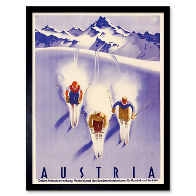Wee Blue Coo Travel Tourism Winter Sport Austria Ski Snow Alps Framed Wall Art Print from B&Q