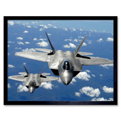 Artery8 Military Air Plane Fighter Jet F22 Raptor Tyndall Framed Wall Art Print from B&Q