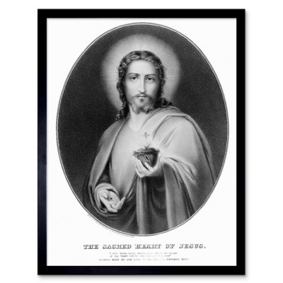 Artery8 Painting Allegory Message Jesus Sacred Heart 12X16" Framed Wall Art Print from B&Q