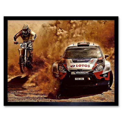 Artery8 Photograph Sport Motocross Bike Rally Car Dirt Race Framed Wall Art Print from B&Q