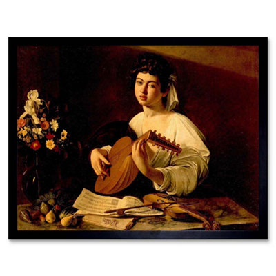 Artery8 Painting Study Caravaggio Lute Player 12X16" Framed Wall Art Print from B&Q