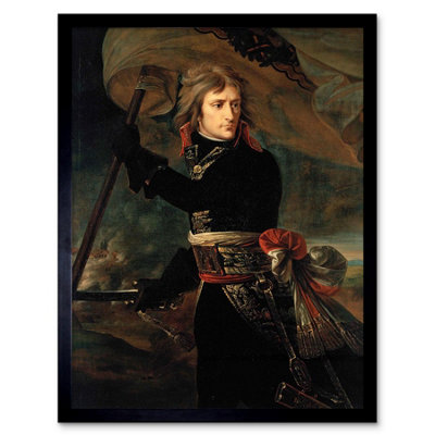 B&Q -  Painting Gros Napoleon Bonaparte Arcole Bridge 12X16" Framed Wall Art Print