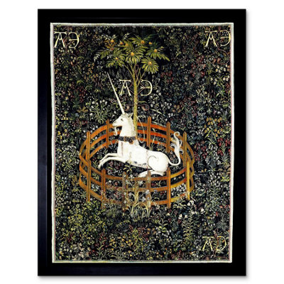 B&Q -  Medieval Tapestry Unknown Hunt Unicorn Captivity Framed Wall Art Print