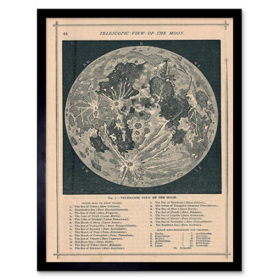 Artery8 Geography Map Illustrated Antique Telescopic Moon Framed Wall Art Print from B&Q