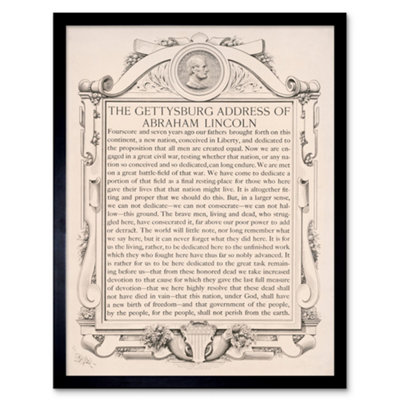Artery8 War American Civil Lincoln Gettysburg Address President Framed Wall Art Print from B&Q