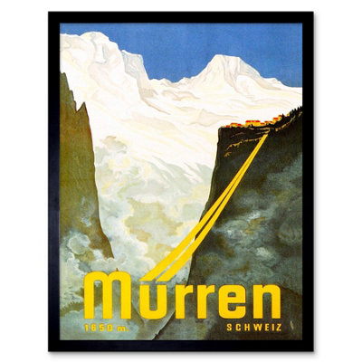 Artery8 Travel Murren Switzerland Snow Mountain Alpine Resort Ski Framed Wall Art Print from B&Q