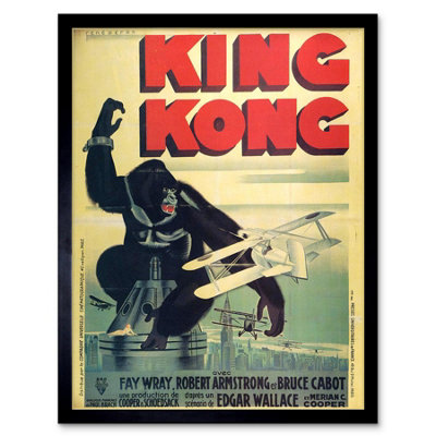 Artery8 Film Movie King Kong Wray Armstrong French 12X16" Framed Wall Art Print from B&Q