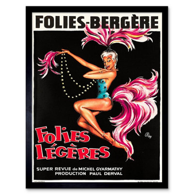Artery8 Theatre Cabaret Folies Bergere Follies Light Showgirl Framed Wall Art Print from B&Q