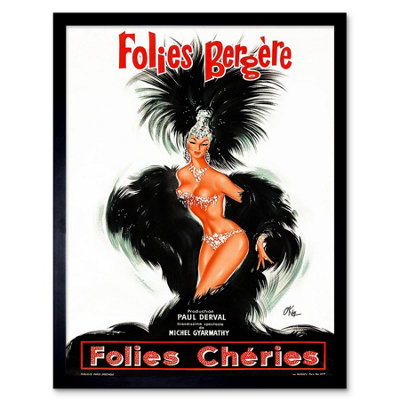Artery8 Theatre Cabaret Folies Bergere Showgirl Feather France Framed Wall Art Print from B&Q
