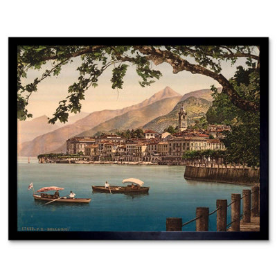 B&Q -  Bellagio General Lake Como Italy Landscape Boats Framed Wall Art Print