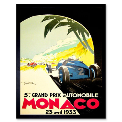 Wee Blue Coo Sport Motor Race Grand Prix Monaco Monte Carlo Framed Wall Art Print from B&Q