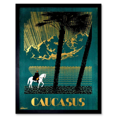 Wee Blue Coo Caucasus Mountains Ussr Russia Lake Horse Framed Wall Art Print from B&Q