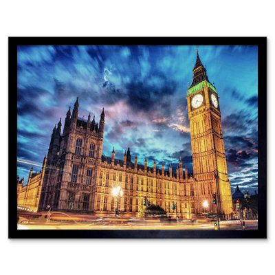 Artery8 Landmark Westminster Palace Big Ben Time Lapse London Uk Framed Wall Art Print from B&Q
