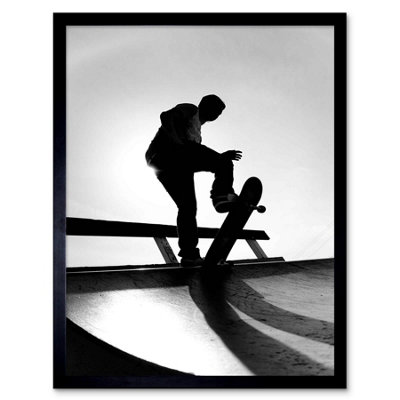 Artery8 Photography Sport Skateboarding Skater Silhouette Framed Wall Art Print from B&Q