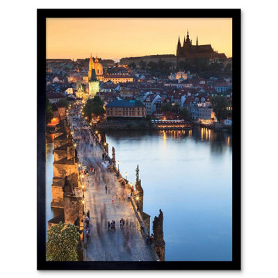 Artery8 Vltava River Charles Bridge Prague Czech Republic Cityscape Framed Wall Art Print from B&Q