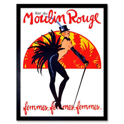 Wee Blue Coo Theatre Stage Burlesque Moulin Rouge Ball Exotic Dance Venue Paris Framed Wall Art Print from B&Q