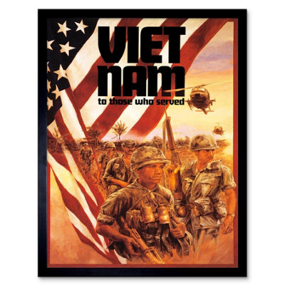 Artery8 Vietnam War Veteran Flag Soldier Gun Military Framed Wall Art Print from B&Q