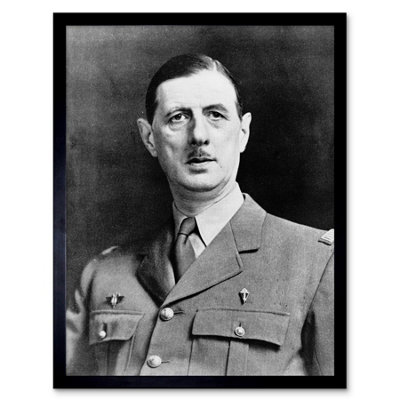 Artery8 Vintage President War Général Gaulle French 12X16" Framed Wall Art Print from B&Q
