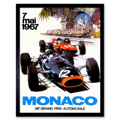 B&Q -  Transport Monaco 25 Grand Prix Automobile 1967 Race Framed Wall Art Print