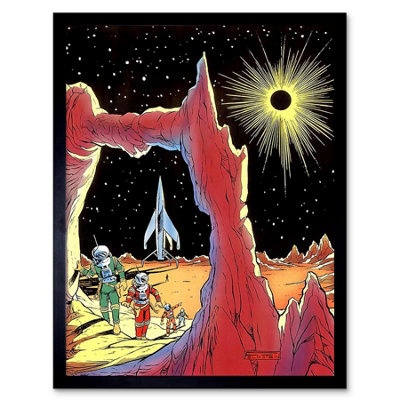 B&Q -  Fantasy Sci Fi Alien Planet Rocket Ship Space Usa Framed Wall Art Print