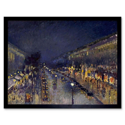 Artery8 Cityscape Pissarro Boulevard Montmartre Night Framed Wall Art Print from B&Q