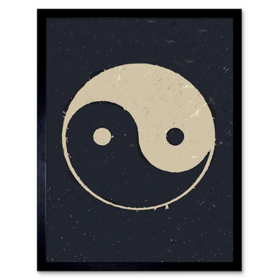B&Q -  Taoist Philosophy Yin Yang Black White Affiche Framed Wall Art Print